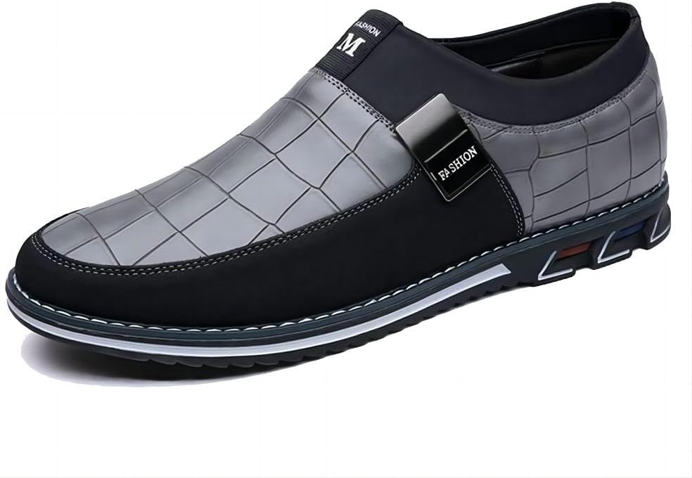 

Мужские повседневные лоферы из кожи, простые и удобные, для ходьбы, дышащие, на застежке-слипоне, модные ручной работы Asifn, серый