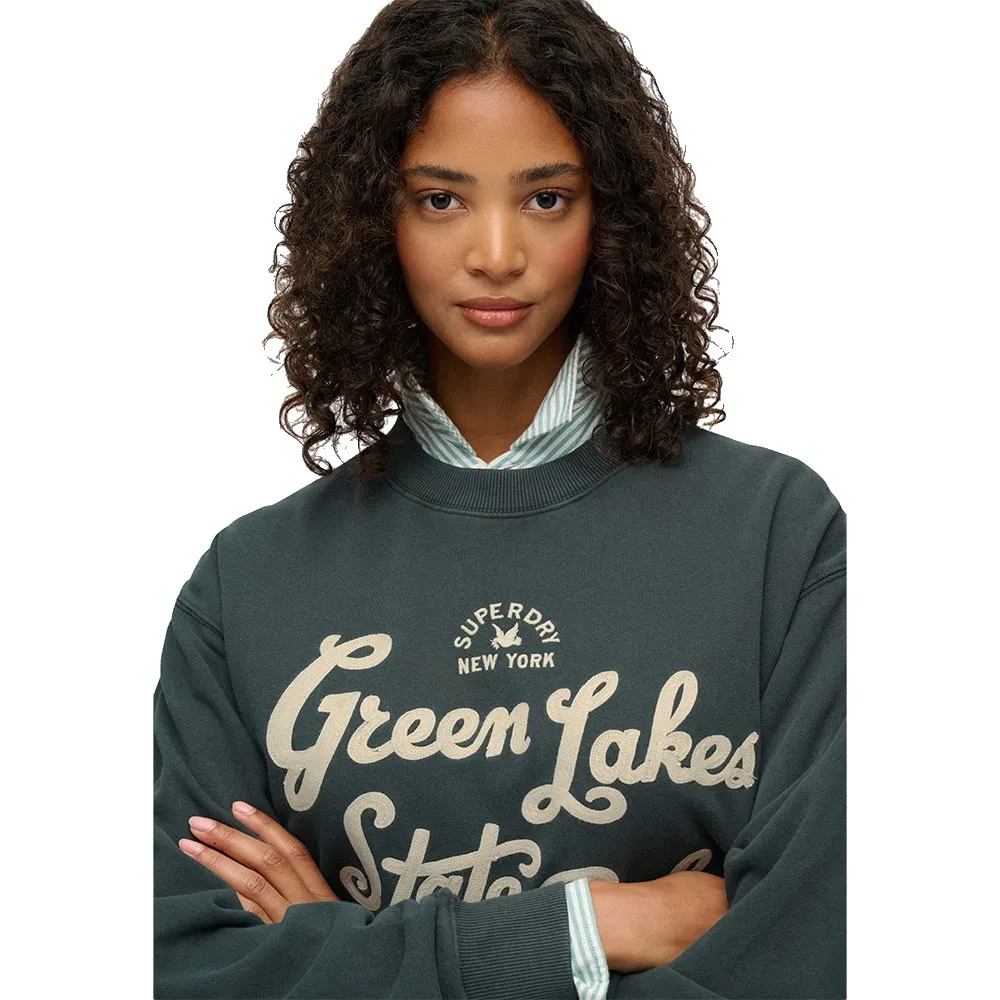 Толстовка Superdry Lo-Fi Outdoor Loose Crew, зеленый — фото 4
