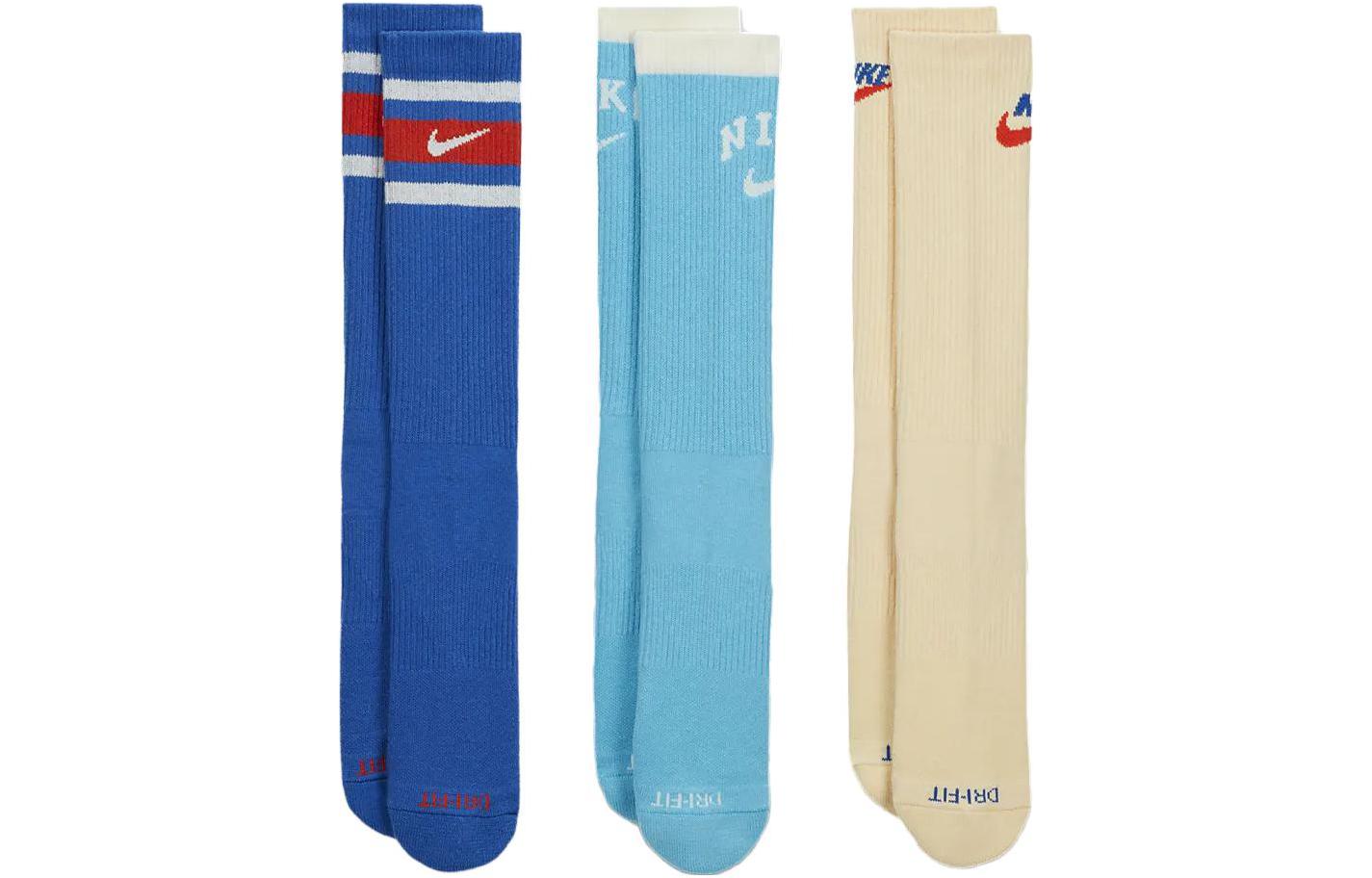 

Мягкие носки Everyday Plus, 3 пары Nike, set (темный синий+синий+nude белый)