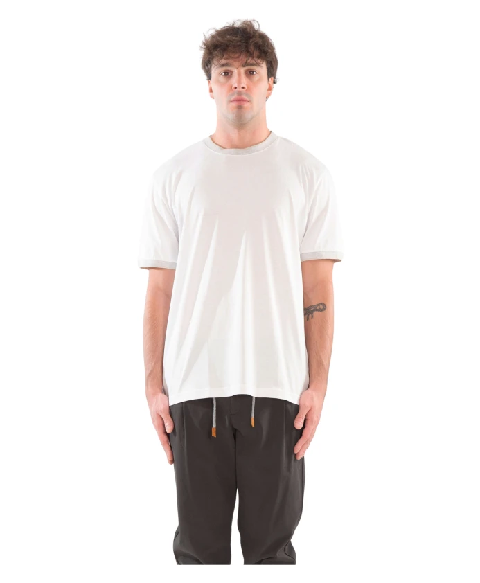 

Футболка с контрастной ребристой отделкой Eleventy, бежевый