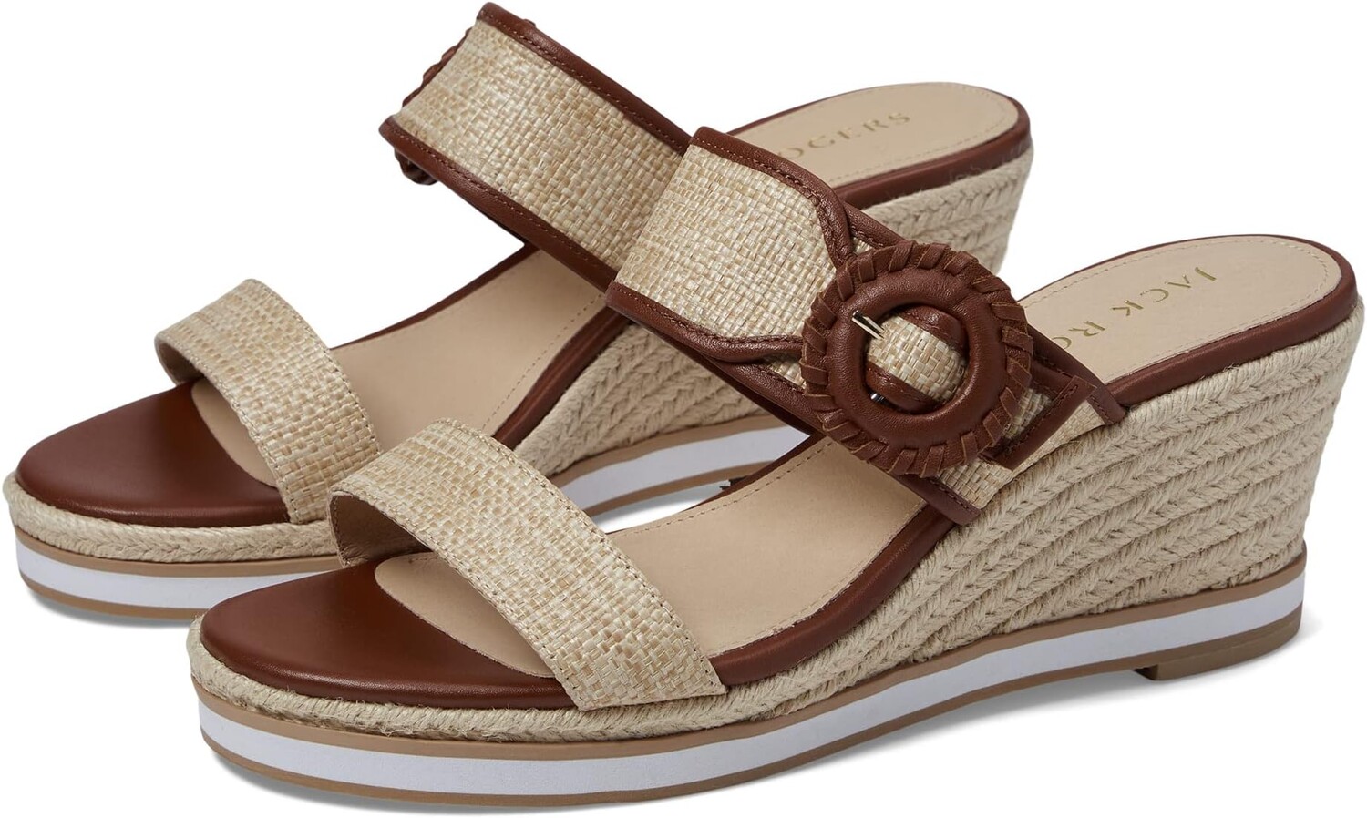 

Сандалии Jack Rogers Callie Buckle Wedge, цвет Luggage/Raffia