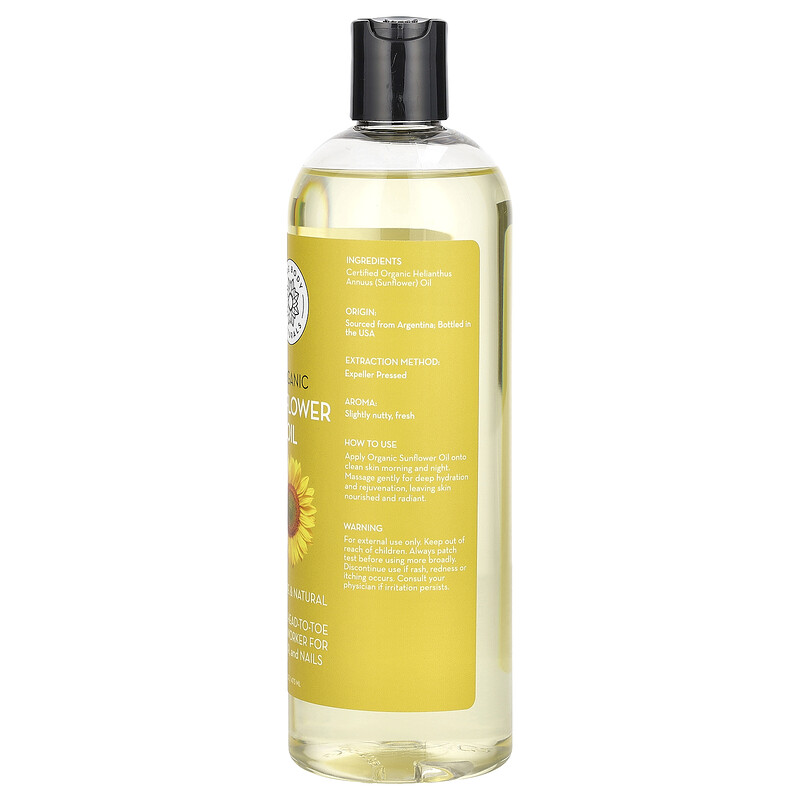 Pure Body Naturals, Органическое подсолнечное масло, 473 мл (16 жидк. унц.) — фото 2