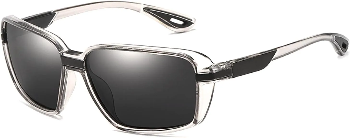 

Мужские поляризованные солнцезащитные очки для рыбалки, женские солнцезащитные очки UV400 с зеркальными линзами синего цвета для вождения VFDHN, Grey Black