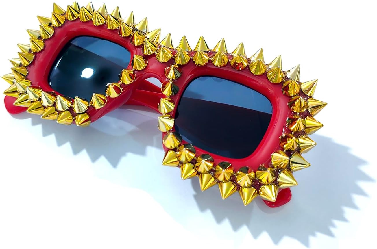 

Солнцезащитные очки Laureles Oversized Square Rivet Y2K для женщин, черные, красные, для мужчин, в стиле панк, для путешествий и отдыха на природе, защита от УФ-излучения UV400 L17, C1