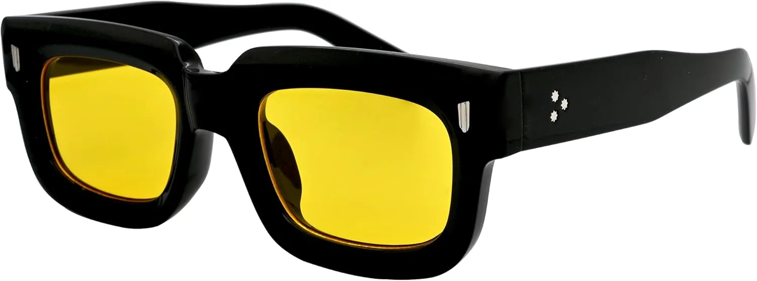 

Солнцезащитные очки Onrtry в квадратной оправе для мужчин и женщин, массивные прямоугольные солнцезащитные очки черного цвета, A05 Black Frame/Yellow Lens