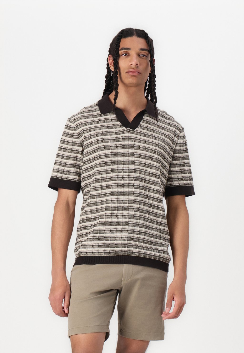 

Рубашка поло JACKSON STRUCTURE SPLIT NECK Jack & Jones PREMIUM, коричневый