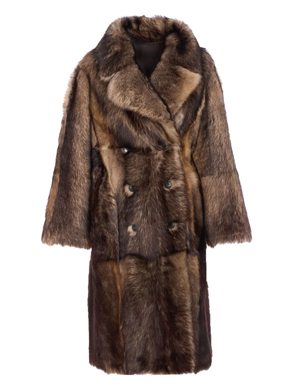 

Двубортное кожаное пальто Yves Salomon, коричневый