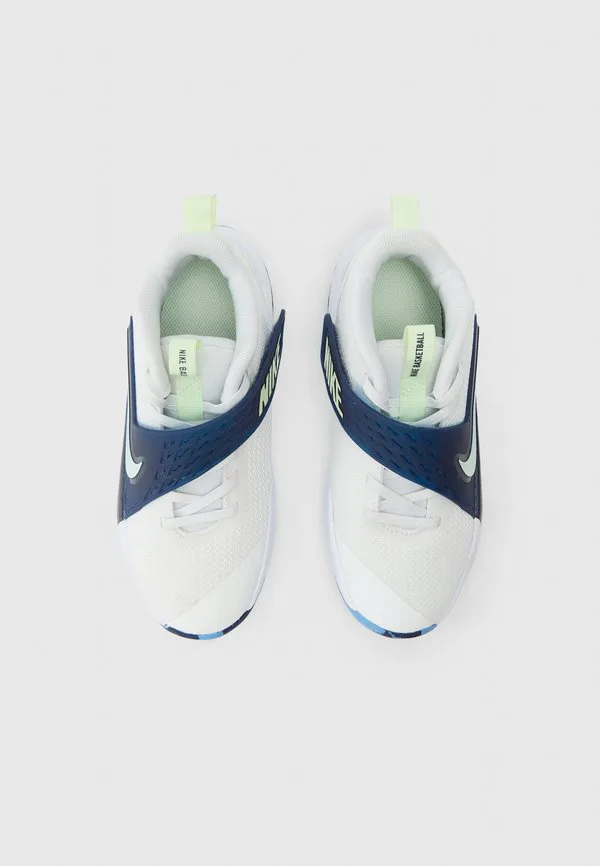 Баскетбольные кроссовки team hustle унисекс Nike Performance, Summit White/Volt Tint/Midnight Navy/University Blue — фото 4
