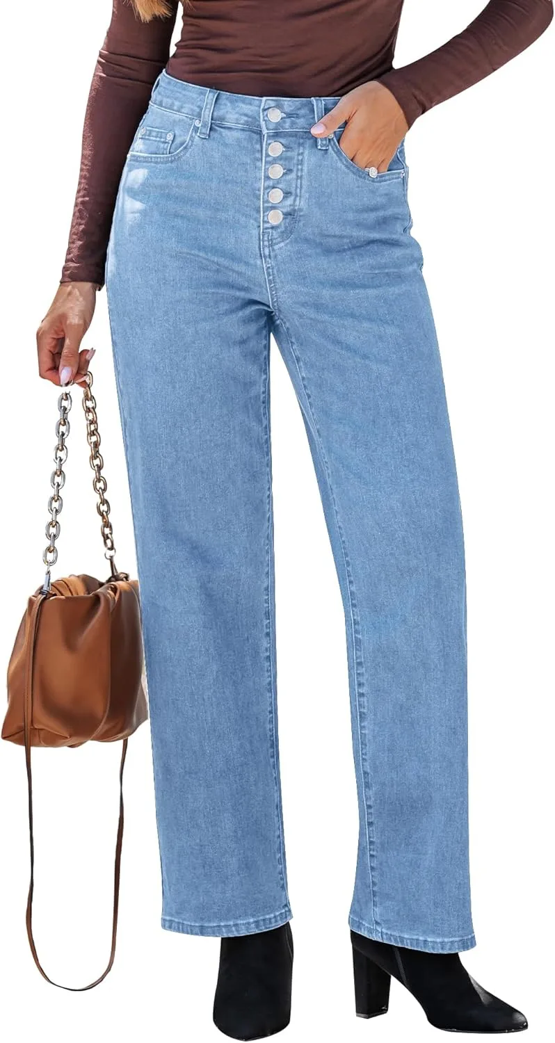 

GRAPENT джинсы для женщин с высокой посадкой и широкими штанинами