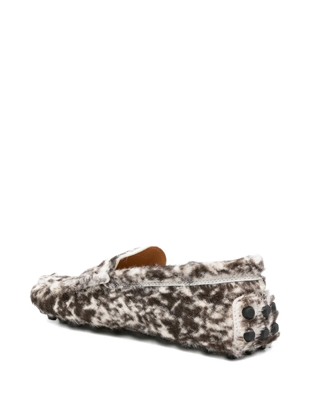 Лоферы Gommino с леопардовым принтом и мехом пони TOD'S, коричневый — фото 3