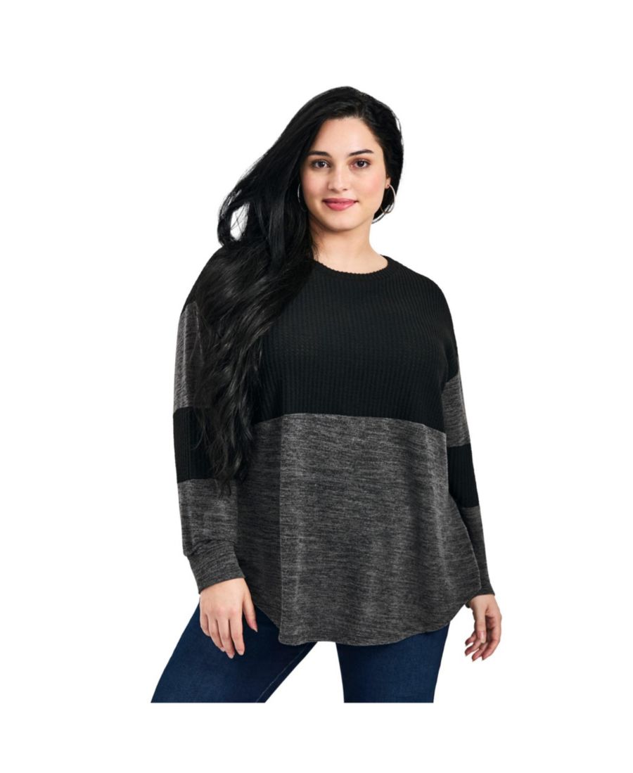 

Женский повседневный топ Hacci больших размеров с разрезами AVENUE, Charcoal black marled