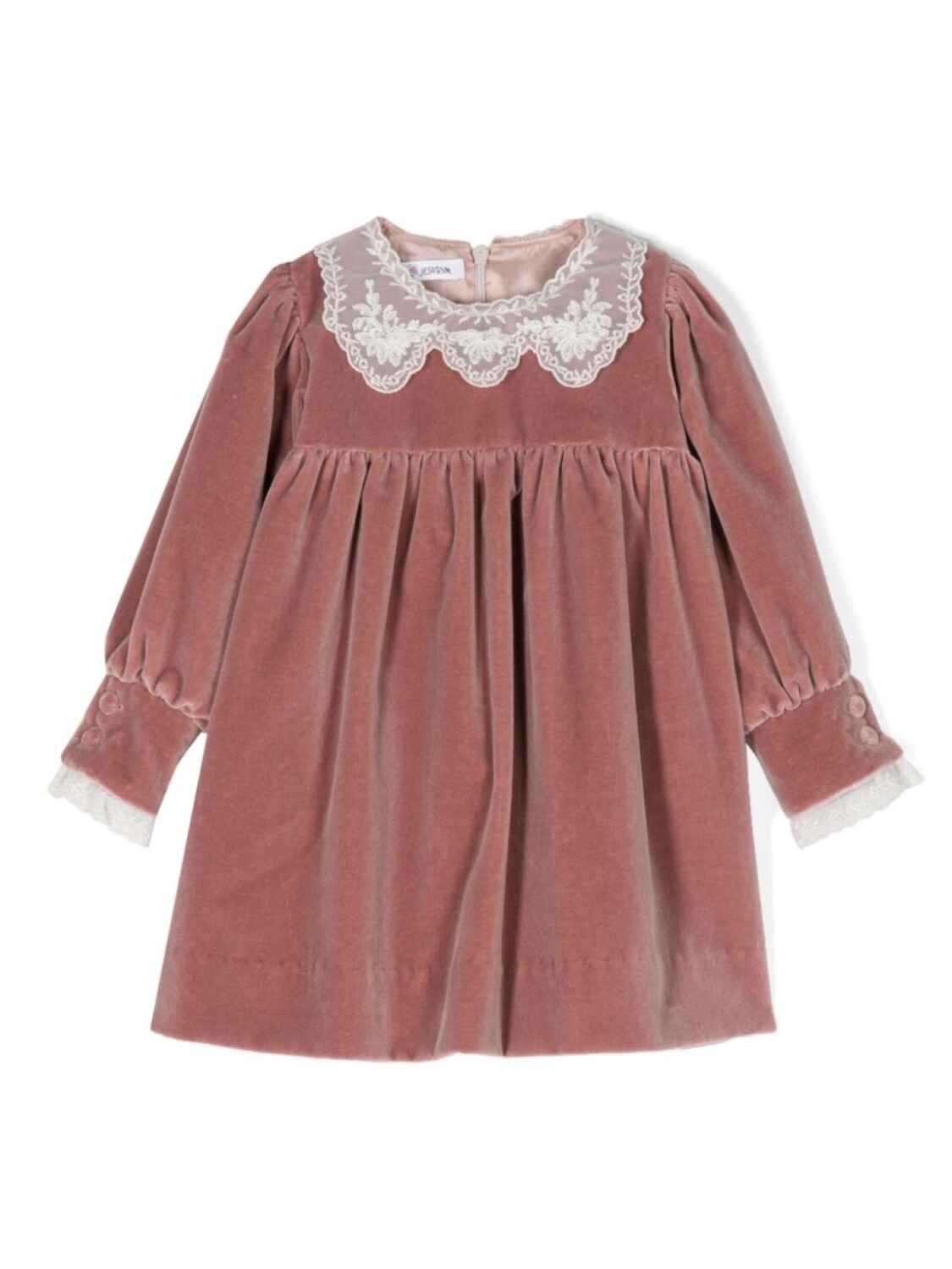 

Jesurum Baby lace-detail velvet dress, розовый
