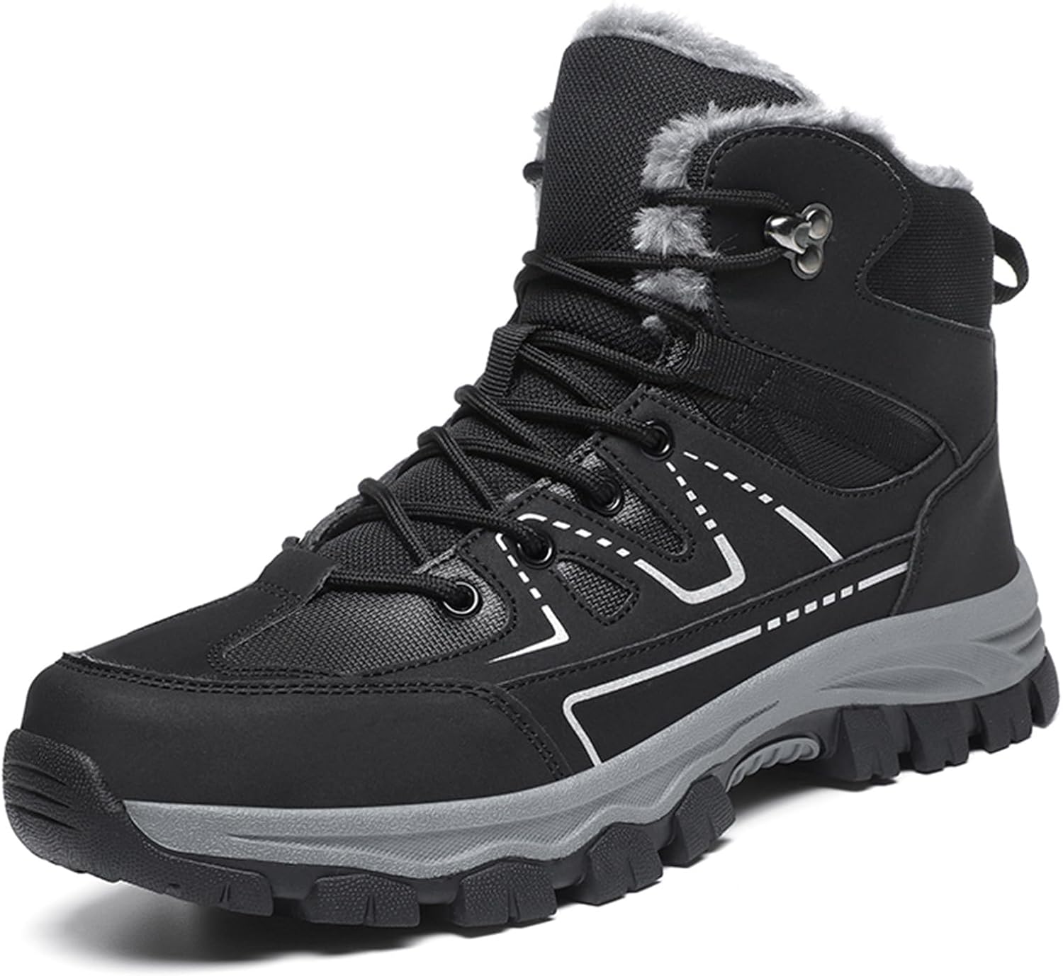 

Зимние мужские теплые ботинки с флисовой подкладкой для активного отдыха на улице, большие размеры Generic, черный