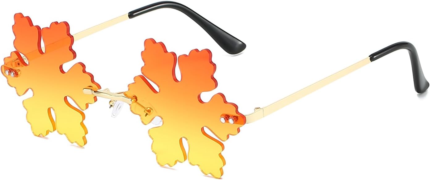 

Оригинальные солнцезащитные очки в форме снежинки — без оправы, для вечеринок, выпускных, с металлической оправой, унисекс, для косплея, Рождества GNOLONG, Orange Yellow