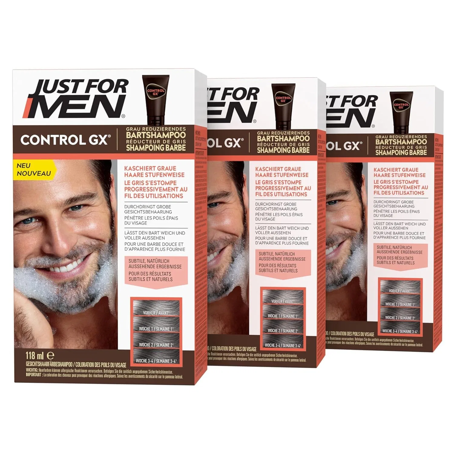 Шампунь для бороды Just For Men Control GX Beard Care, 3 x 118 мл Just For Men