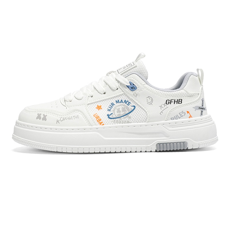 

Нескользящие, износостойкие, дышащие низкие детские кроссовки для скейтбординга для подростков Kung Fu partners, белый/серый