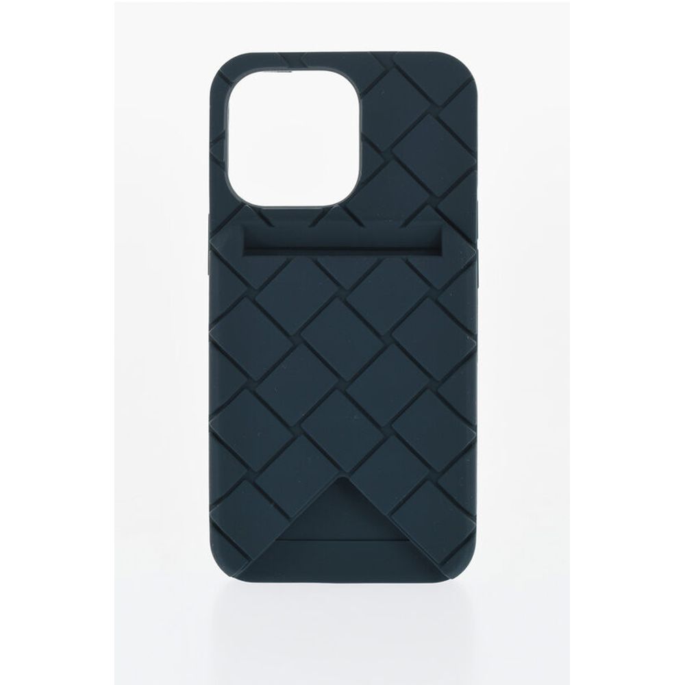 

Плетеный чехол для iPhone 13 Pro с внешним держателем для карт Bottega Veneta, Blue