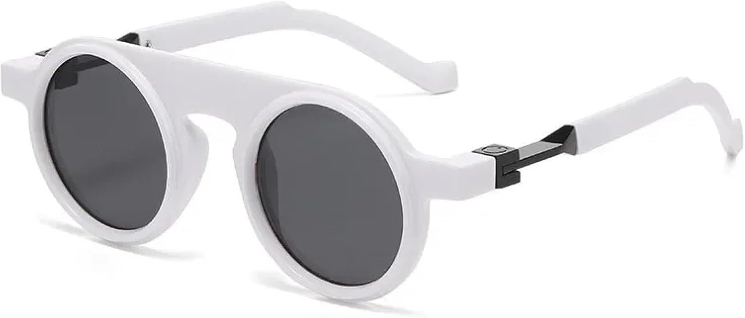 

Солнцезащитные очки с защитой от УФ-излучения UV400 | Круглые, в стиле стимпанк | Для женщин и мужчин, для занятий спортом на открытом воздухе и вождения DSVIGF, White Black