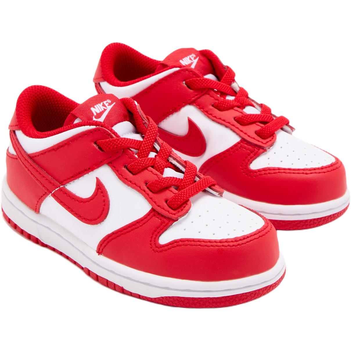 Nike Dunk Abrasion Resistant Low Top детские туфли красный белый для малышей — фото 4