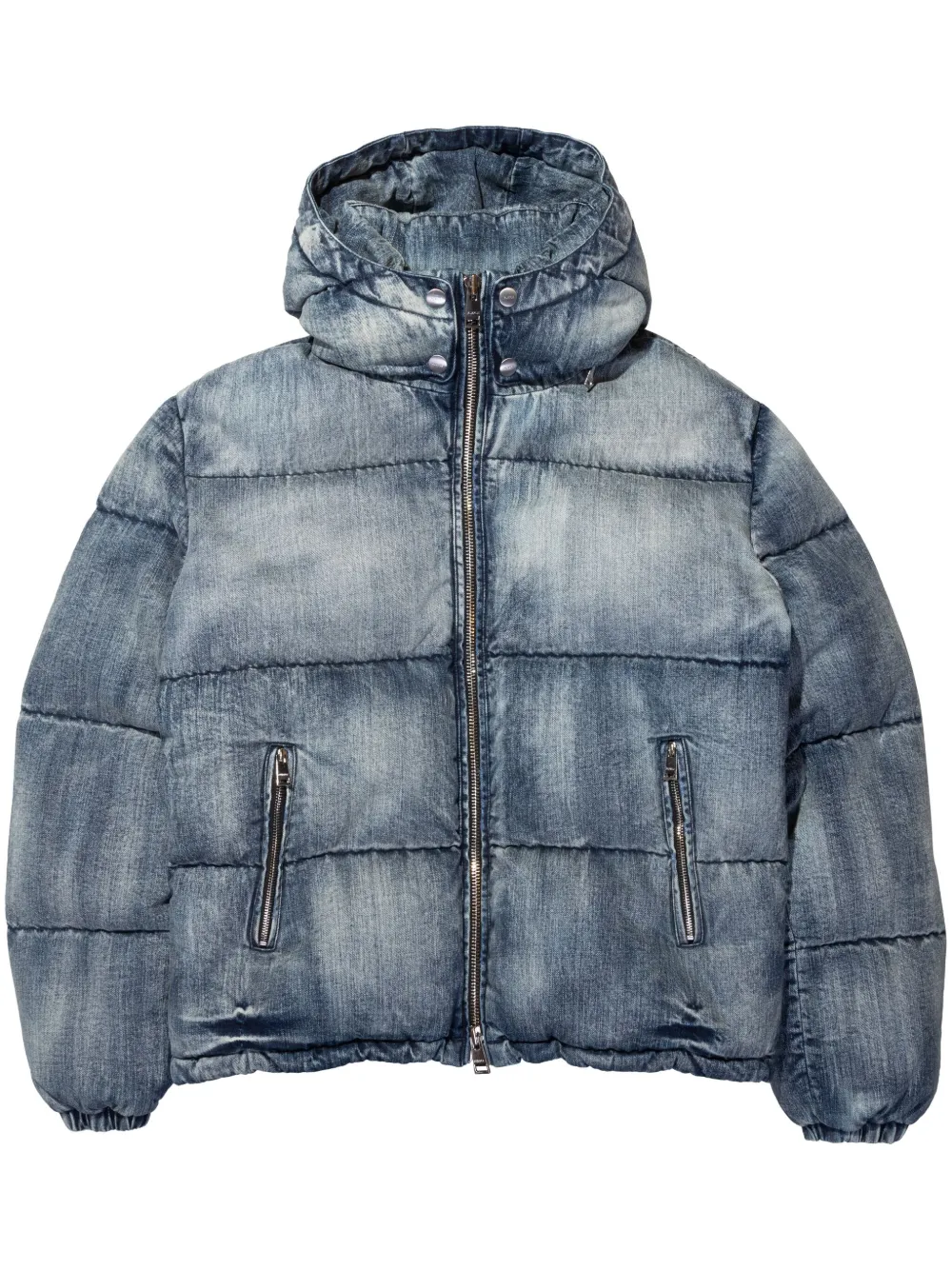 

Пуховик из денима с капюшоном Purple Brand, синий