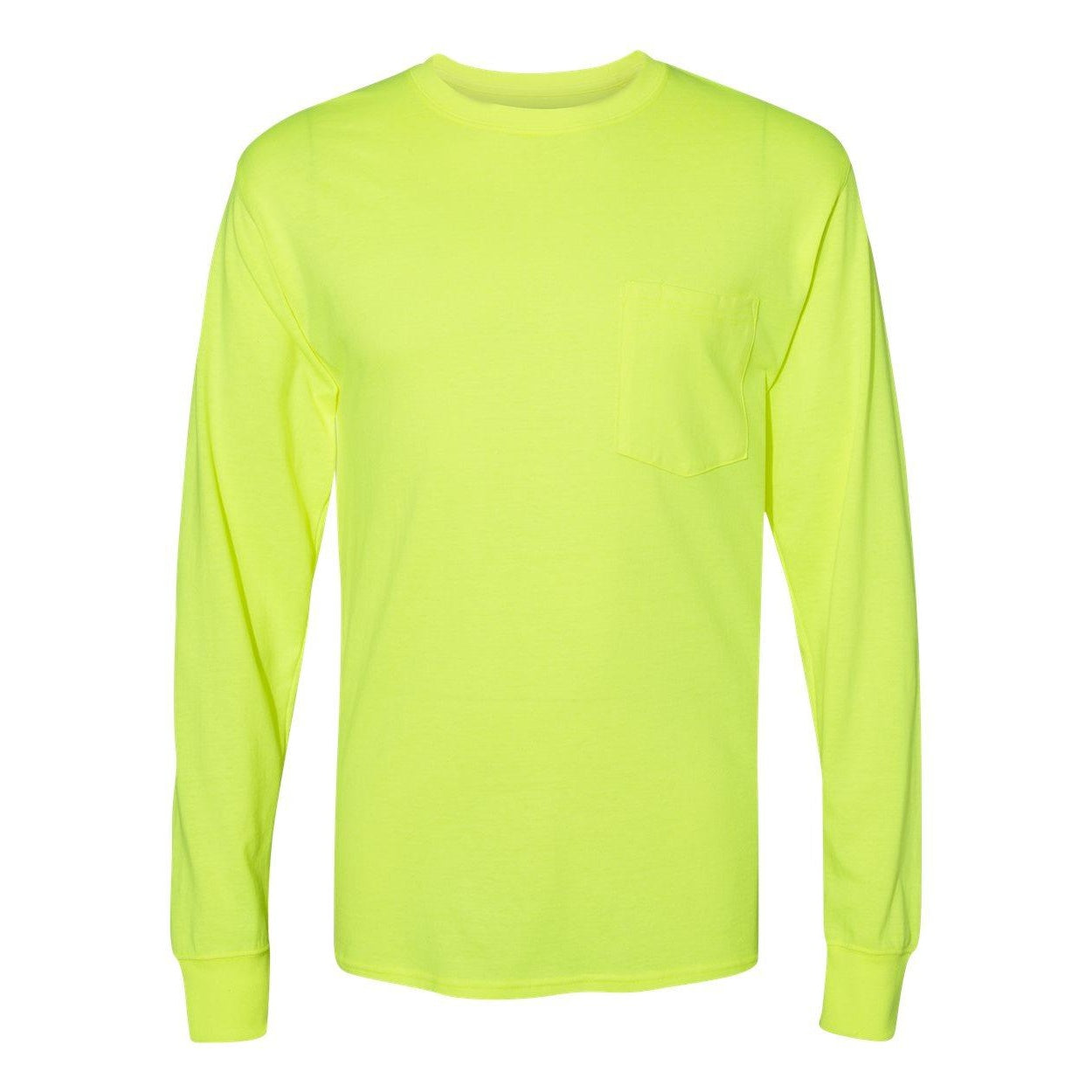 

Футболка Hanes Workwear с длинным рукавом и карманом, цвет safety green