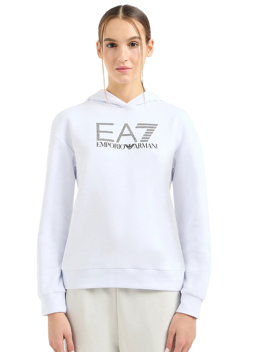 

EMPORIO ARMANI Толстовка Logo Series со стразами, белый