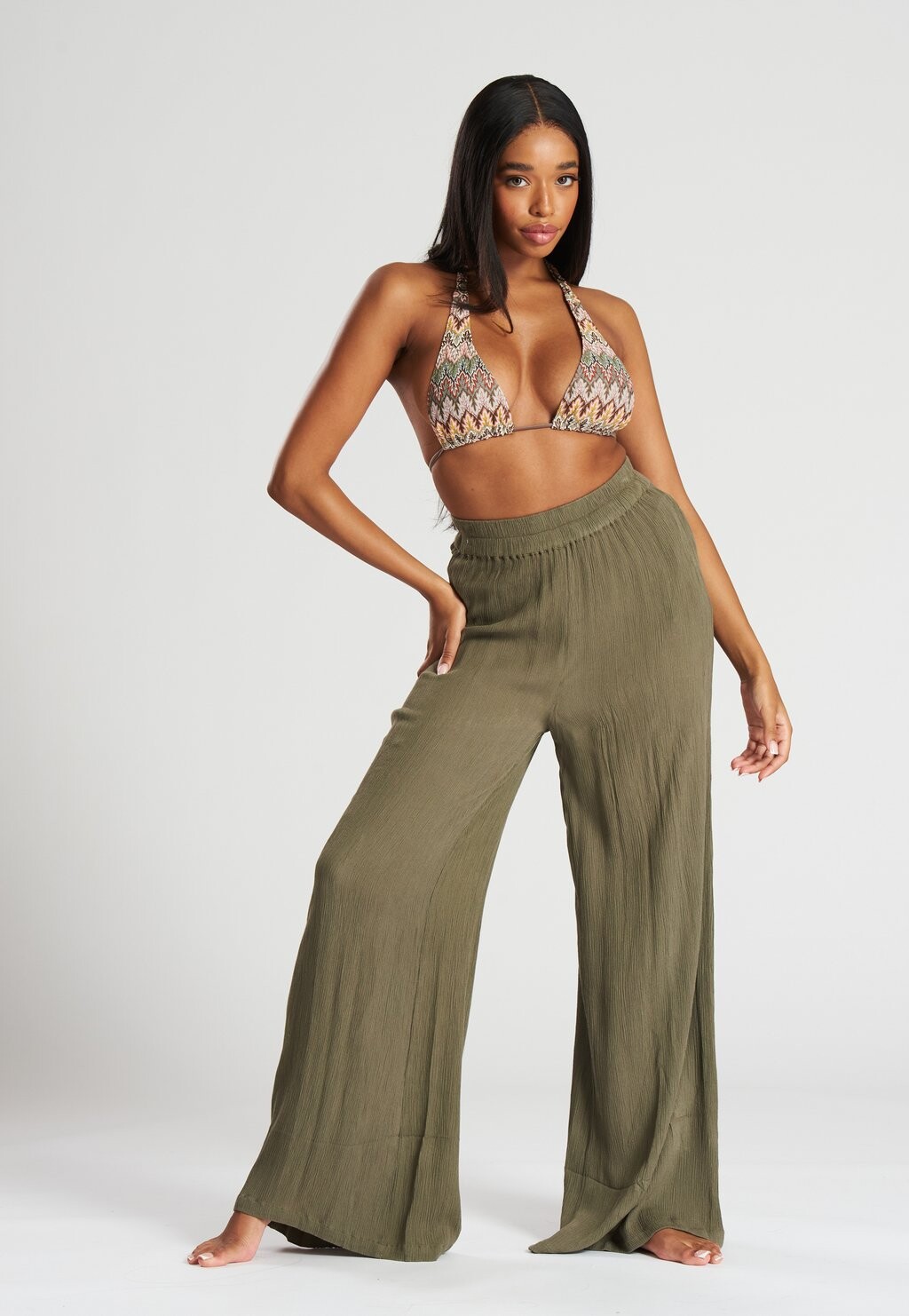 

Пляжный аксессуар Crinkle Wide Leg South Beach, хаки