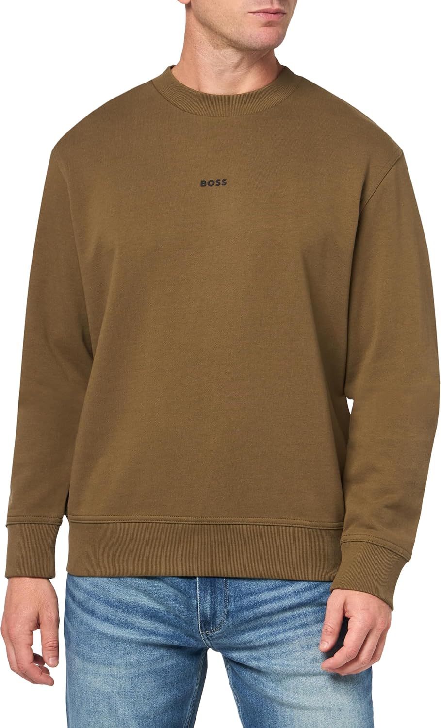 

Толстовка BOSS с центральным логотипом и круглым вырезом из френч-терри, Chestnut