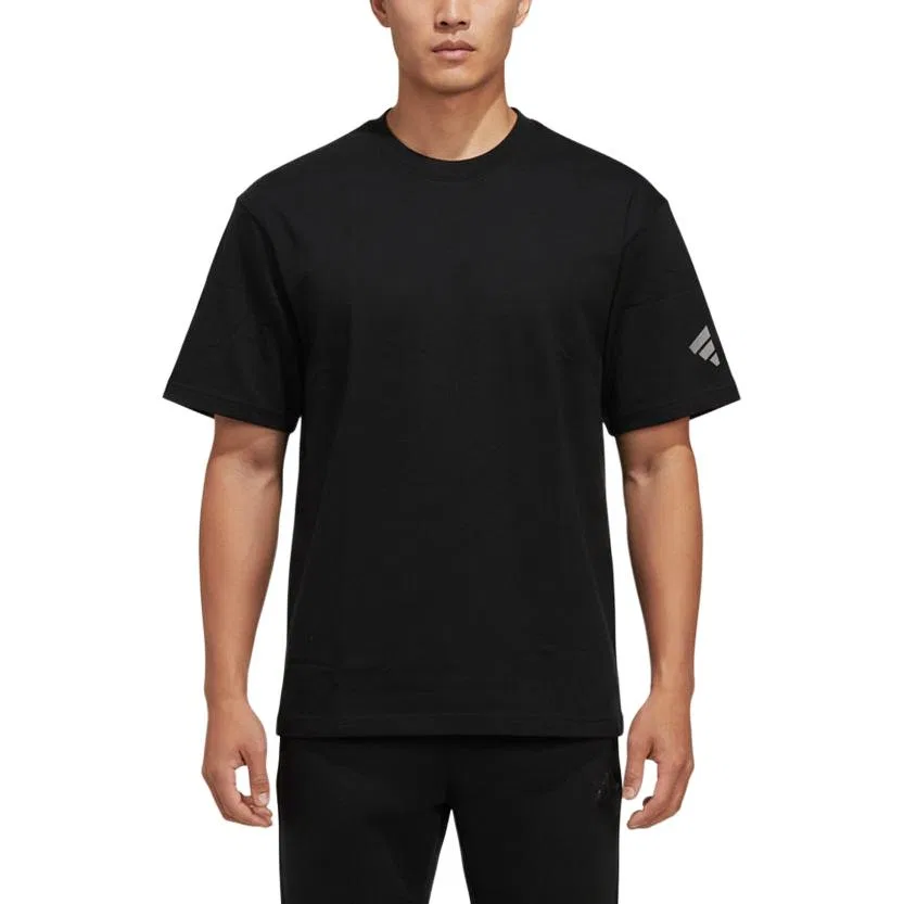 Футболка FOS T Shirts Men's Black с круглым вырезом, средней посадки Adidas