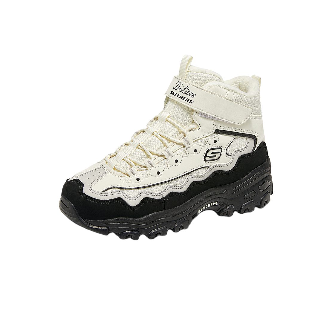 Skechers Kids Противоскользящие и износостойкие теплые детские ботинки белого и черного цвета — фото 2