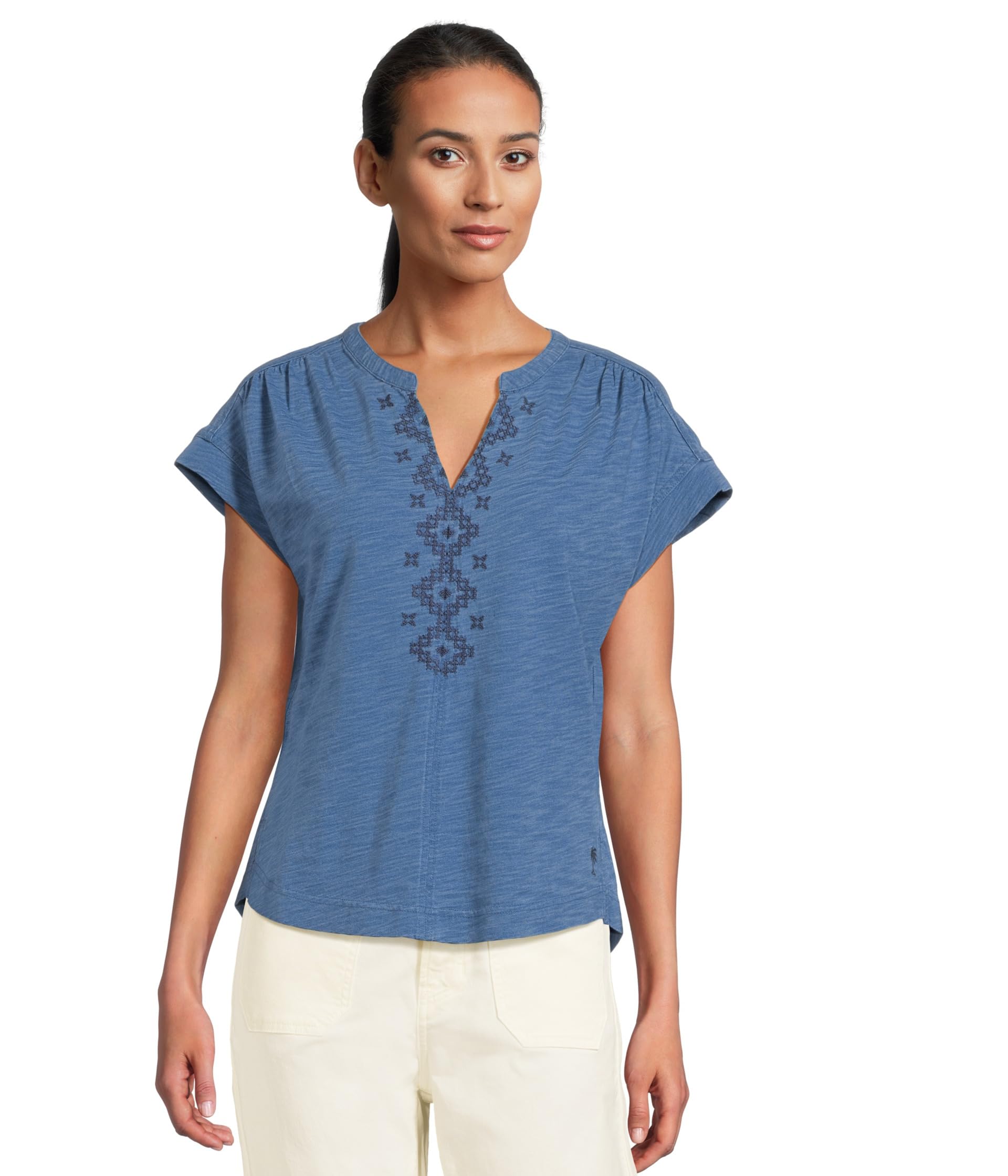 

Футболка Tommy Bahama Dani Jersey Cross Stitch Tee, цвет Medium Indigo