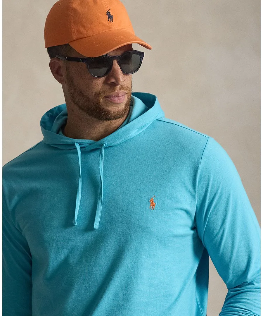 Мужская футболка с длинными рукавами и капюшоном больших размеров Polo Ralph Lauren, Perfect Turquoise — фото 3