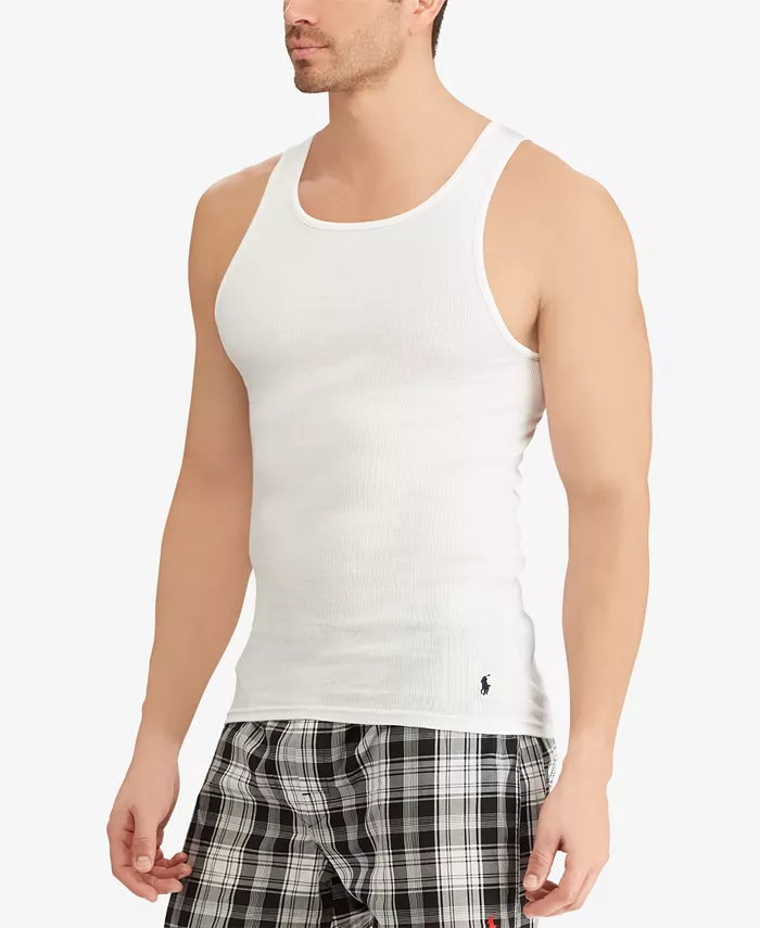 Мужские майки-борцовки хлопковые, 5 штук Polo Ralph Lauren, белый — фото 4