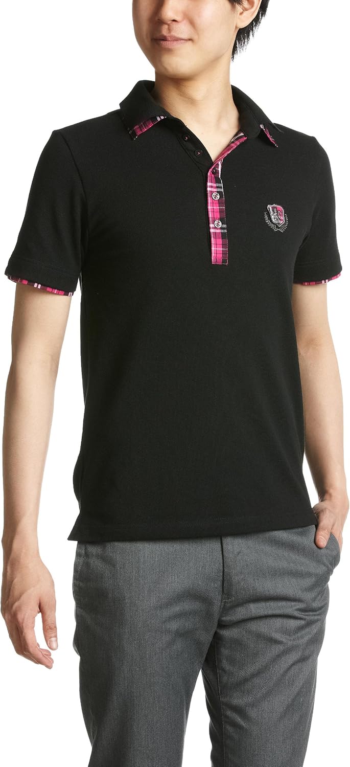 

Поло с двойным воротником и клетчатым узором в клетку Pincponc, черный