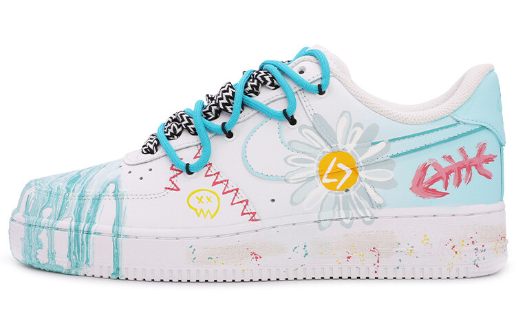 

Кроссовки Nike Air Force 1 Skateboard Shoes Women's Low-Top White Blue, Синий, Кроссовки Nike Air Force 1 Skateboard Shoes Women's Low-Top White Blue