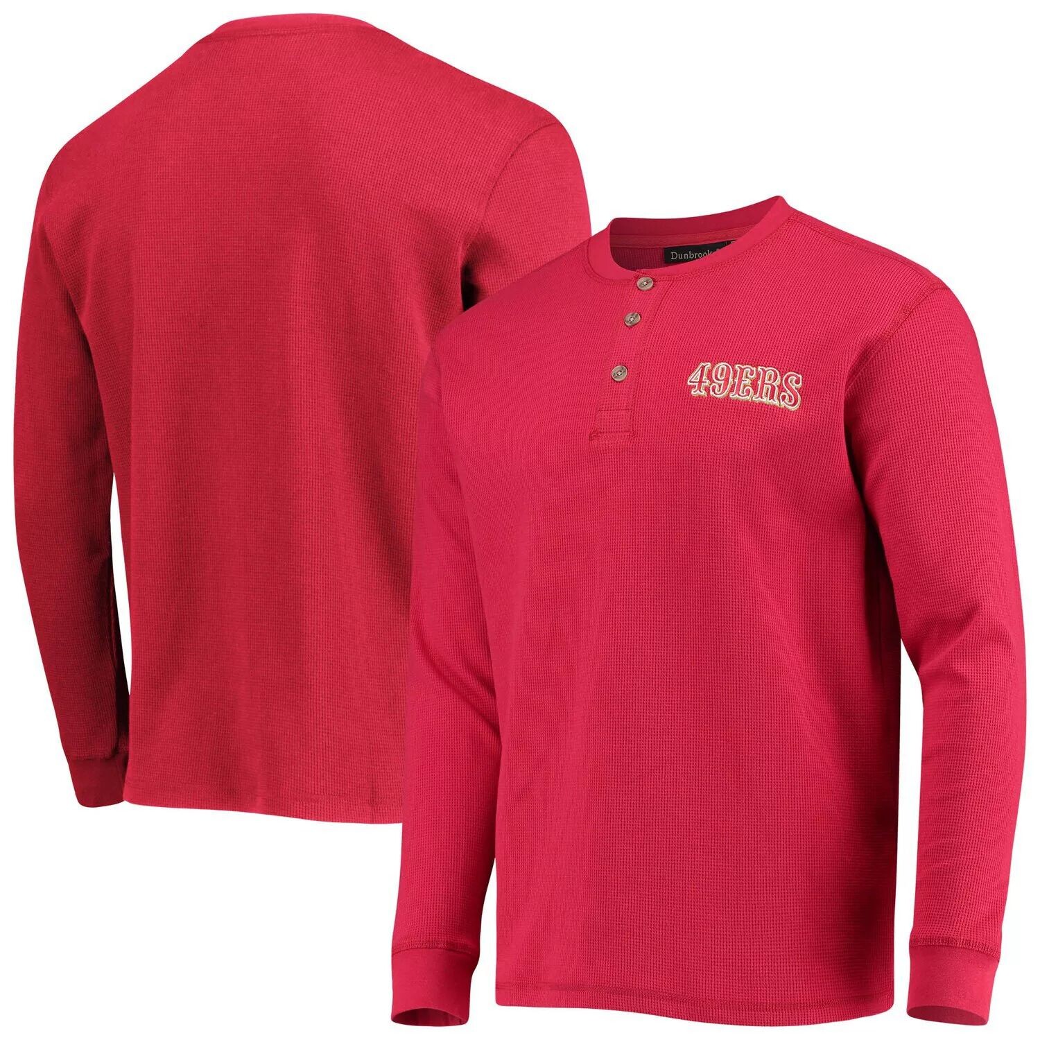 

Мужская футболка Dunbrooke Scarlet San Francisco 49ers с логотипом Maverick Thermal Henley с длинным рукавом