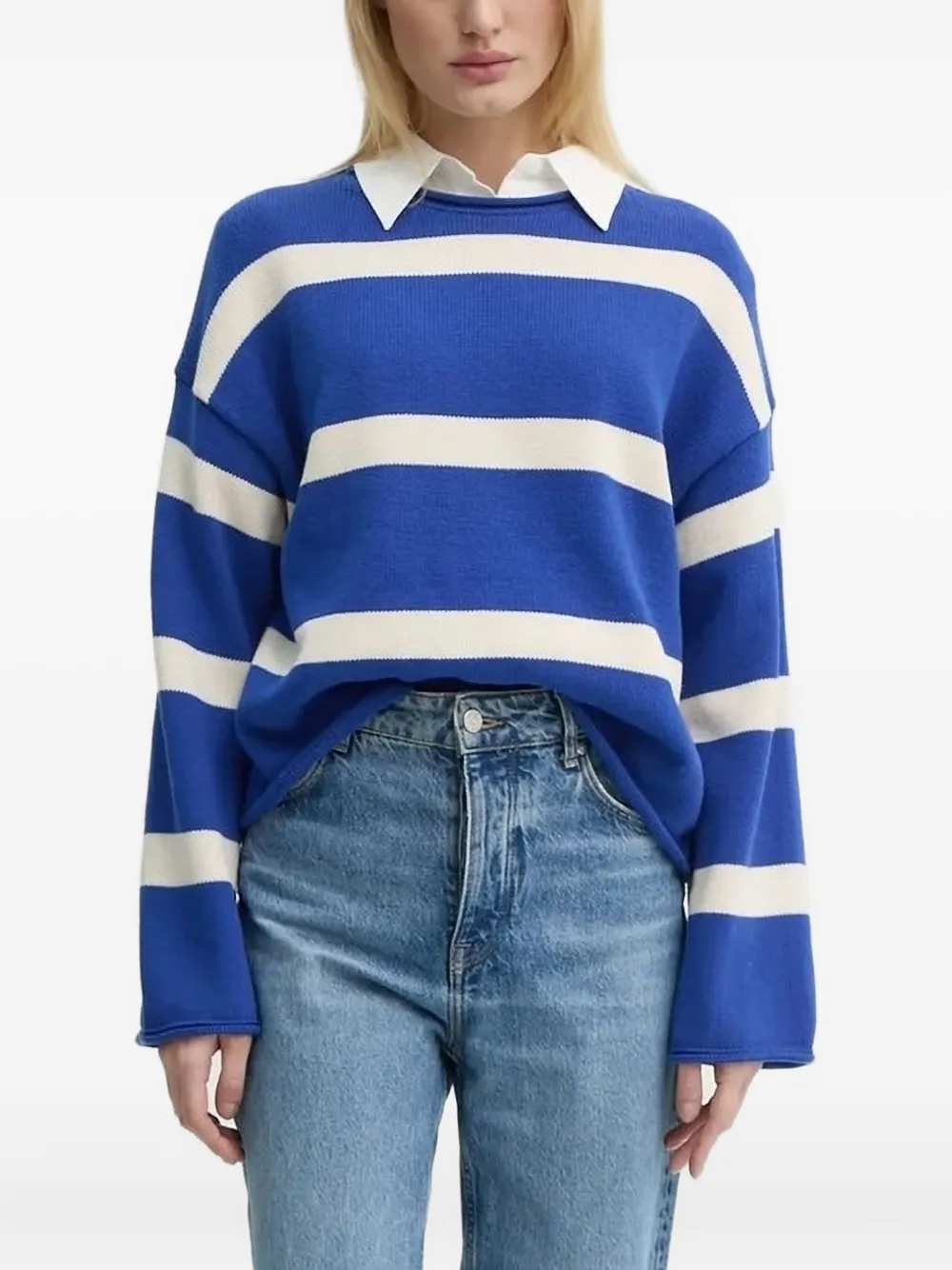 

Полосатый свитер с круглым вырезом Marc O'Polo, синий