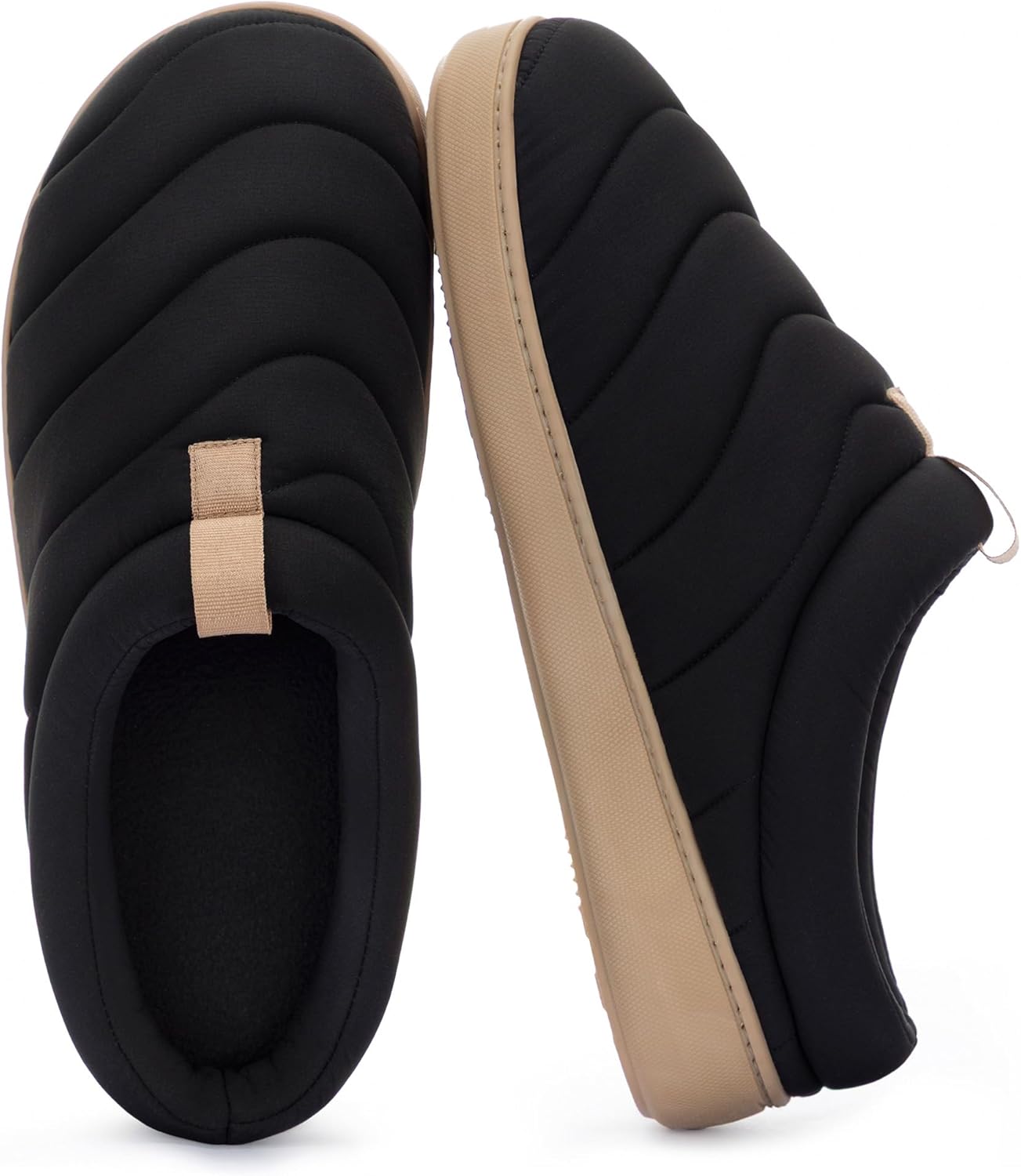 

Мужские уютные теплые домашние тапочки Zizor - слипоны из нейлоновой лыжной ткани, водостойкие, для дома и улицы, с флисовой подкладкой, жесткой подошвой и амортизационной вставкой из памяти формы, черный