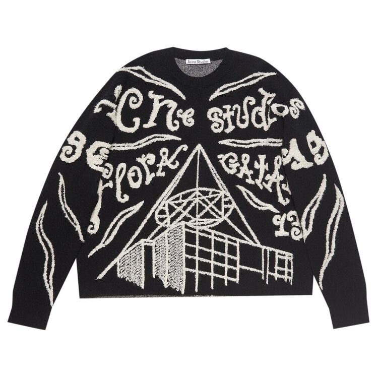 

Джемпер Acne Studios Jacquard Logo Jumper, цвет Black/Ecru