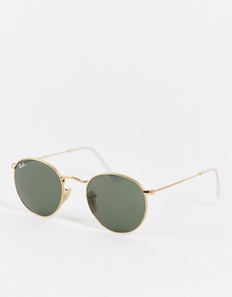 

Золотистые круглые солнцезащитные очки Ray-Ban