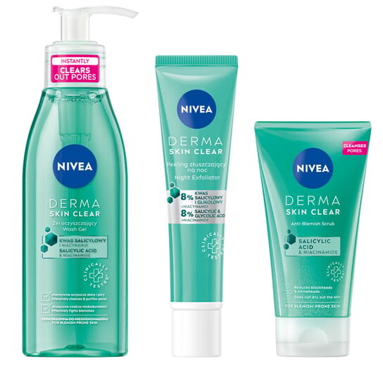 

Набор косметики по уходу за лицом, 3 шт. Nivea, Derma Skin Clear