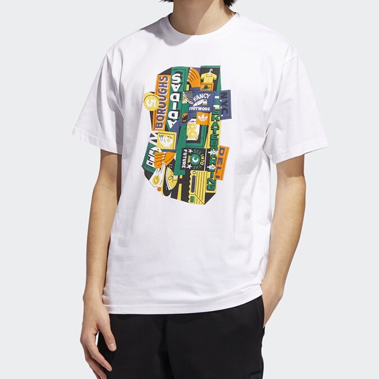 Футболка adidas originals Pattern Logo Printing Short Sleeve White EC7348, белый — фото 3