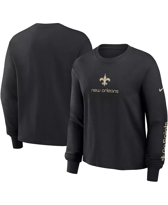 

Женская черная футболка свободного кроя с длинным рукавом New Orleans Saints Nike, черный