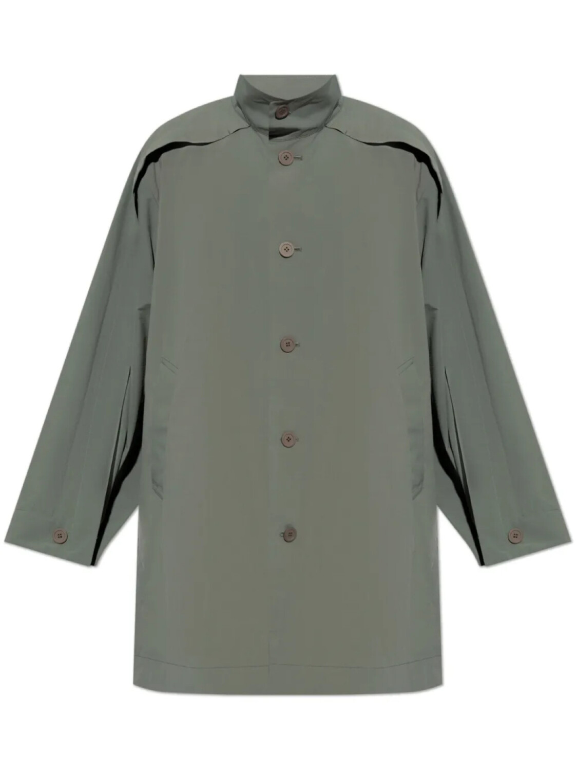 

Homme Plissé Issey Miyake пальто миди Wing с воротником-стойкой, зеленый