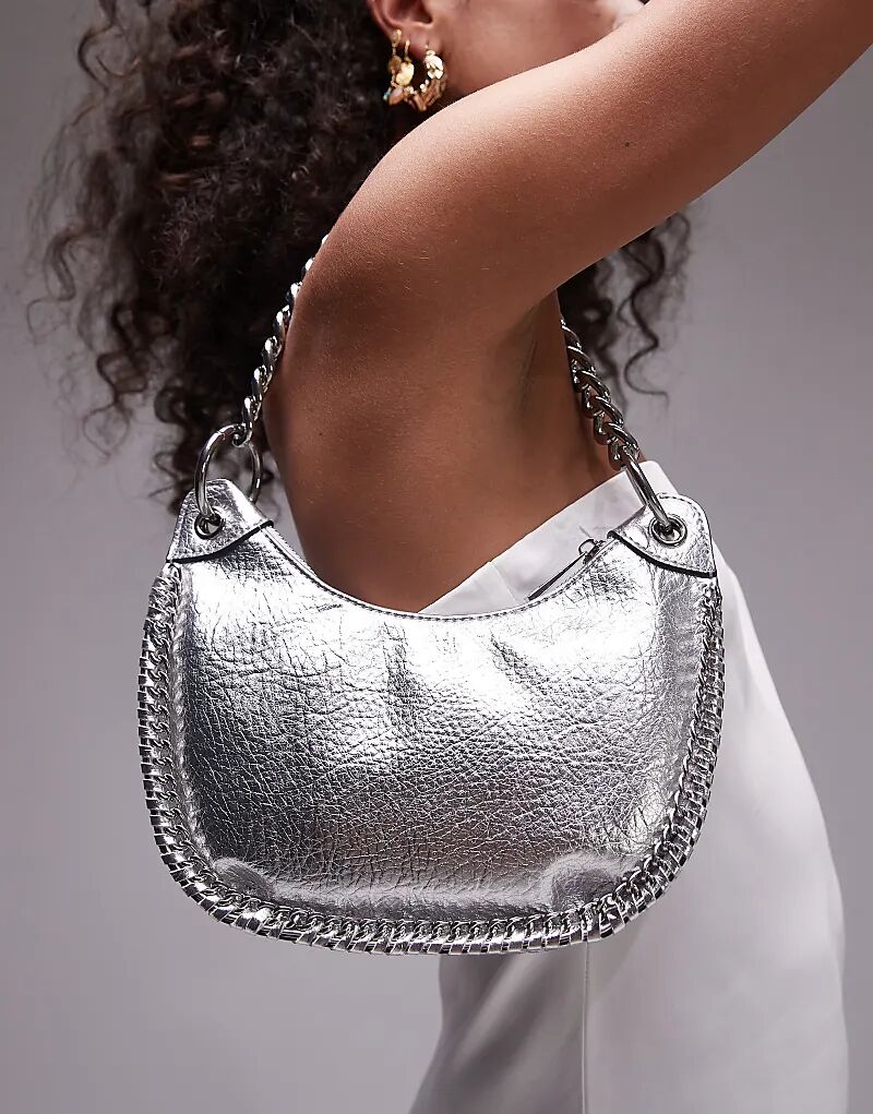 

Сумка Sohara с овальным ремешком и цепочкой серебристого цвета Topshop