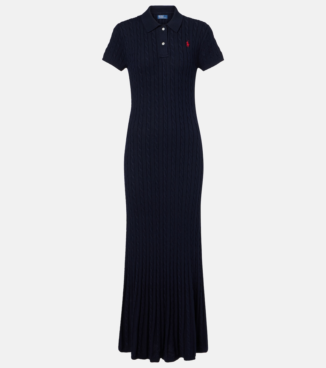 

Рибленое хлопковое поло-платье Polo Ralph Lauren, Hunter Navy