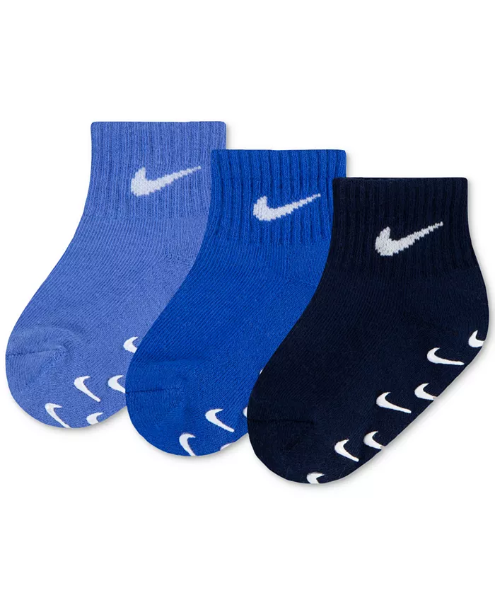 

Детские носки с логотипом и противоскользящей подошвой, 3 пары Nike, синий