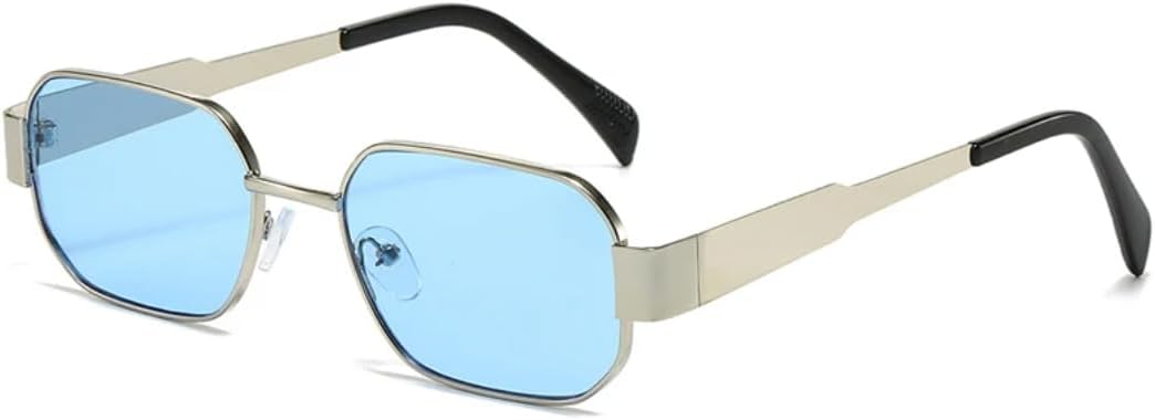 

Ретро-солнцезащитные очки в металлической оправе для женщин, модные, с прозрачными линзами конфетных цветов, защита от УФ-излучения UV400, мужские солнцезащитные очки в стиле панк SZVVBKK, Silver Blue