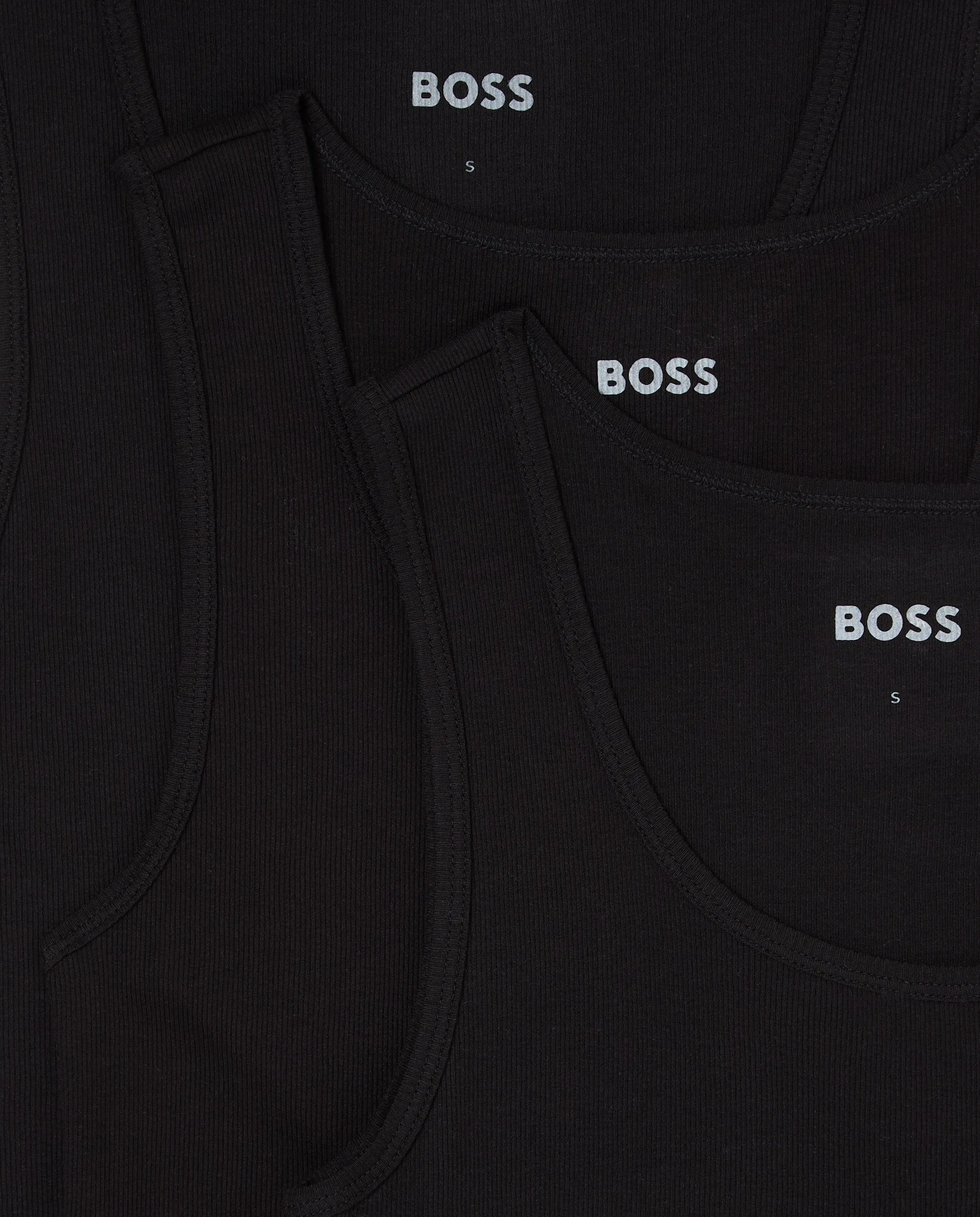 Комплект из трёх мужских маек чёрного цвета Boss, черный — фото 3