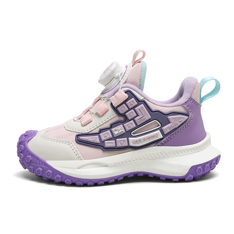 

Кроссовки для бега для детей с низким верхом, нескользящие, амортизирующие, износостойкие, термостойкие Mulinsen, розовый/фиолетовый